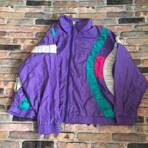 Vintage Jacket 80s Women L Ruffles Purple Costume Party Size Large Second Wind